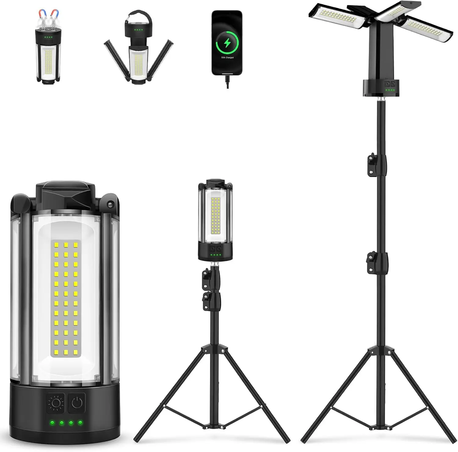 4100 Lumen Work Lights with Stand Waterproof 6000K Outdoor Portable Flood Light Adjustable Job Site Lighting for Garage Workshop