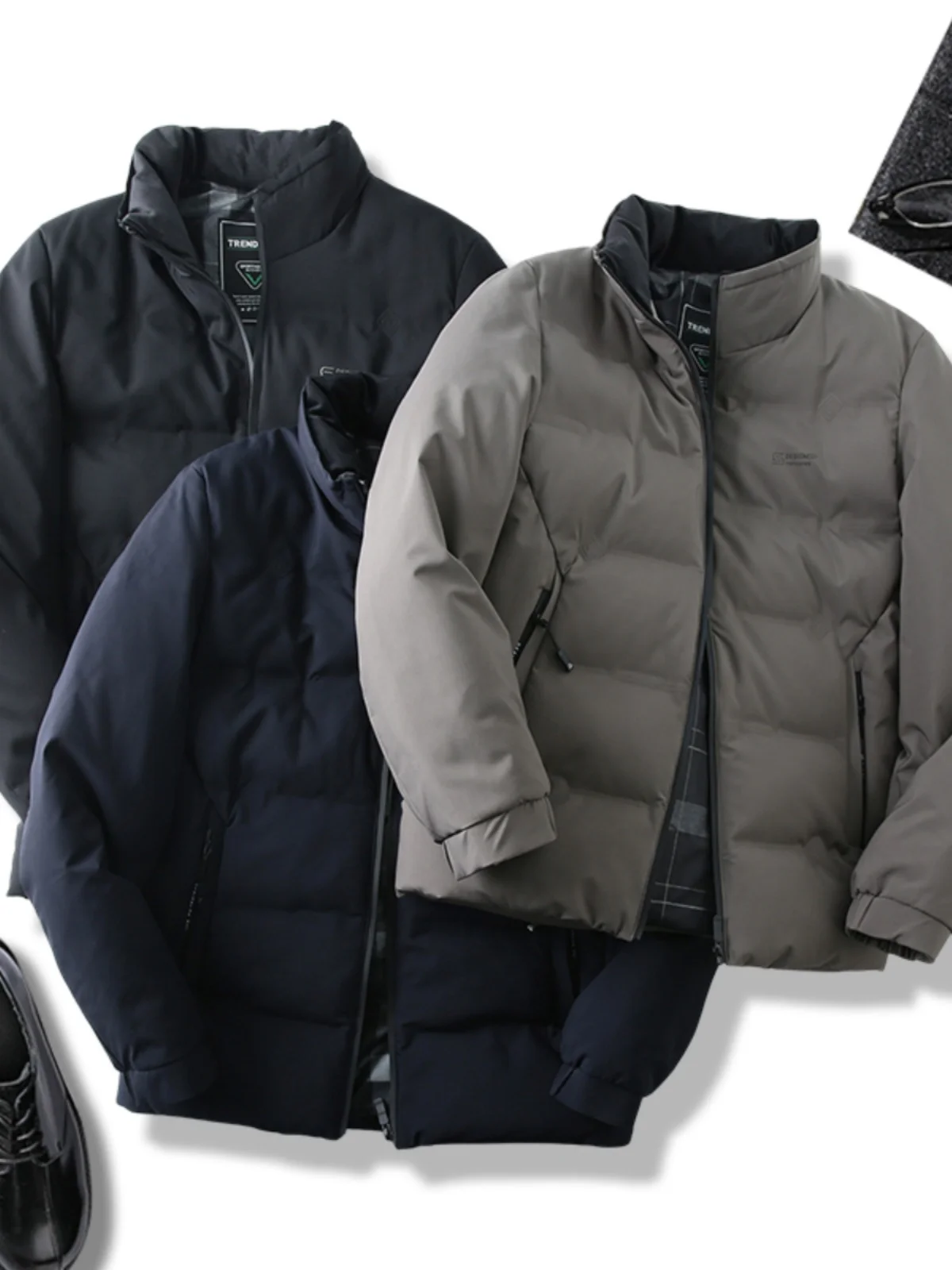 

Men's Winter Cotton Jaet Waterproof Warm Busin Pure Color Stand Collar Long Sve Faion Urban Sle Stand Fit