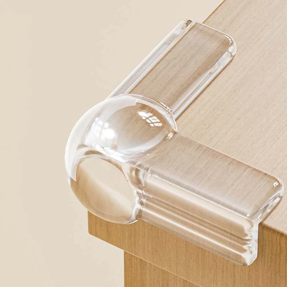 

12pcs/set Airbag Silicone Edge Corner Double-sided Tape PVC Table Corner Protective Cover Beige Transparent