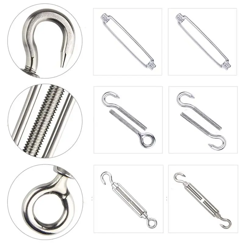 Y50A-120 Turnbuckle M5 Wire Tensioner Set With Turnbuckle Wire Rope Clamp Thimbles Press Clamp For Tightening
