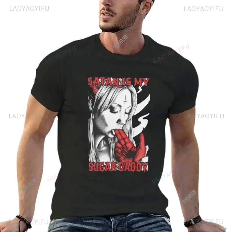 Camiseta Sexy de tatuaje satan girl The Nun, camiseta creativa de manga corta, camisetas para mujer, camisetas Retro Koszulki Humor Otaku, transpirable, clásico