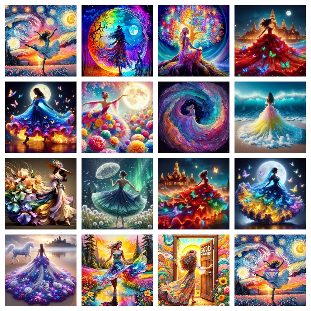 

Girl Portrait Dancer AB Diamond Painting Kit Square Round Diamond 5D DIY Cross Embroidery Handmade Art Exquisite Gift Home Decor