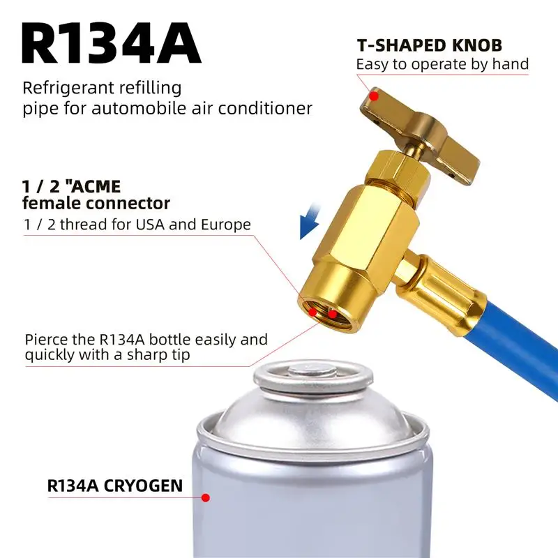 Ricarica refrigerante Kit aria Ac R134A 134A tubo aria condizionata per auto Con manometri di ricarica R12 ricarica Gas 30Lb linea sigillante di