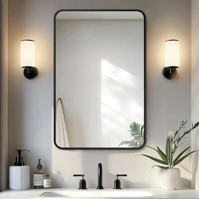 Bathroom Vanity Mirror, Black Framed Bathroom Mirror for Over Sink, High-Definition Bathroom Mirror