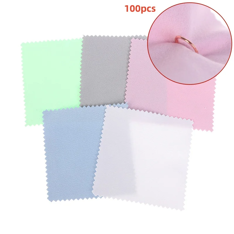 100pcs 8x8cm Color Cleaning Polishing Cloth Soft Clean Wipe Cloth Of Jewelry Tools