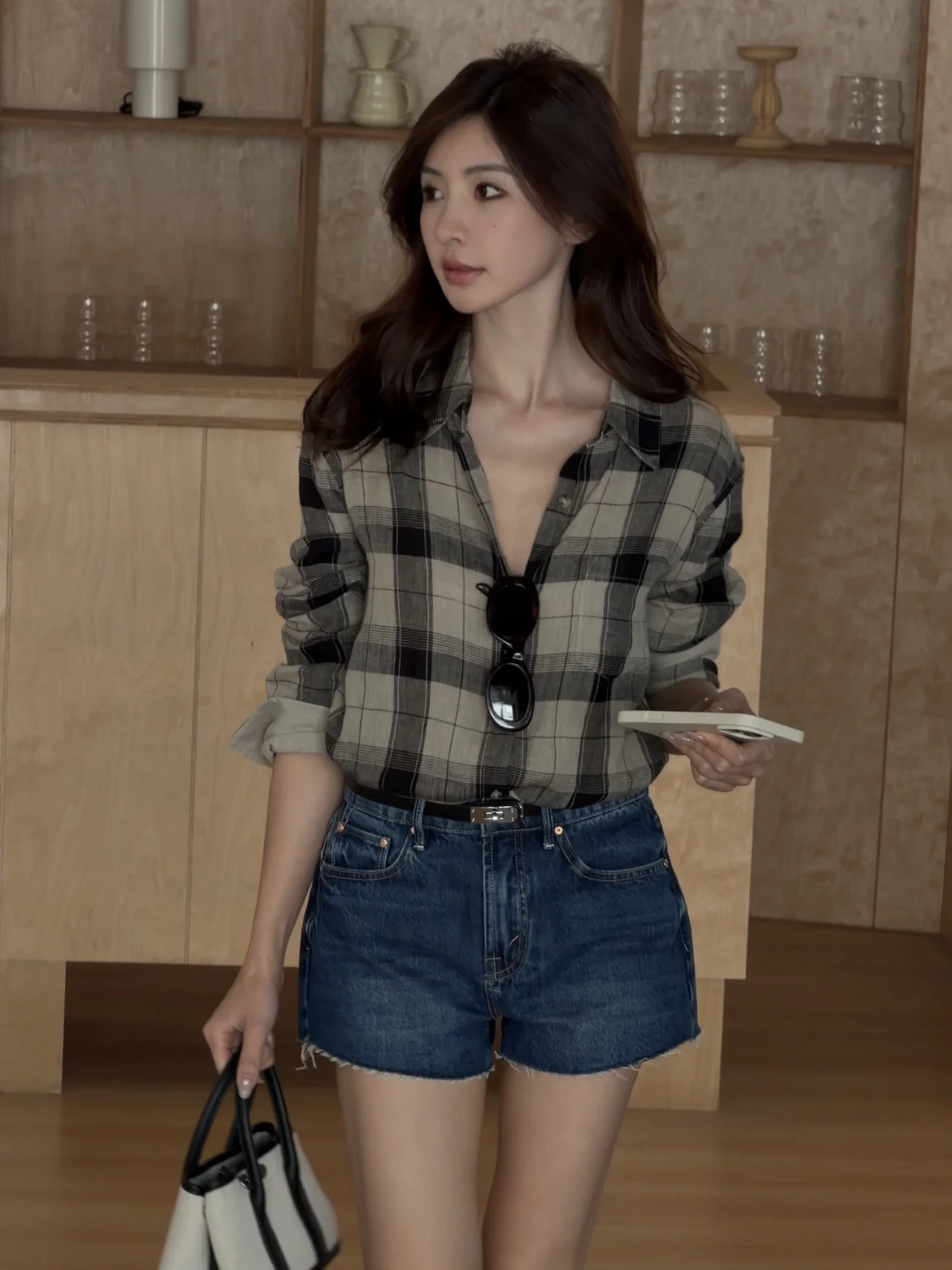 

Blue High Waist Casual Cotton Denim Shorts Summer Fashionable Versatile Slimming Straight Leg Jeans for Young Women