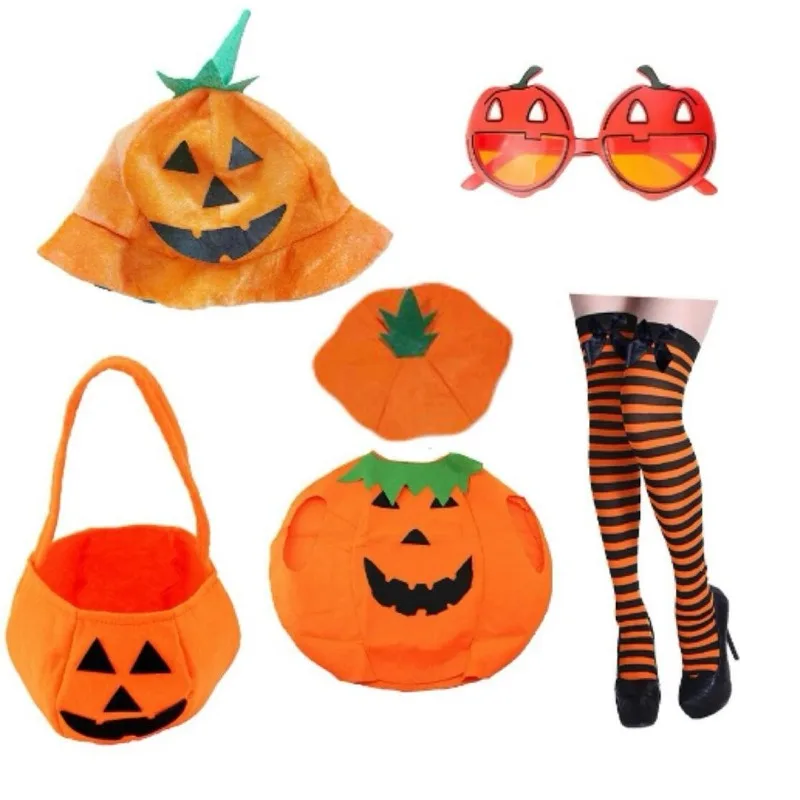 

Adult Halloween Pumpkin Costume Accessories Set Pumpkin Hat Glasses Pumpkin Clothes Costume