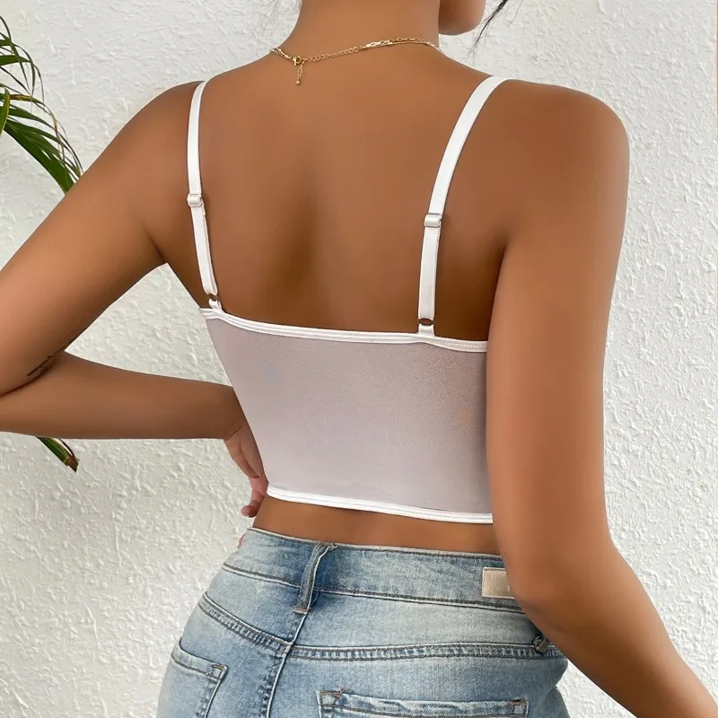 Vente chaude européenne et américaine Ins haut de gamme style dentelle fleur épissage coupe ajustée poitrine soutien débardeur