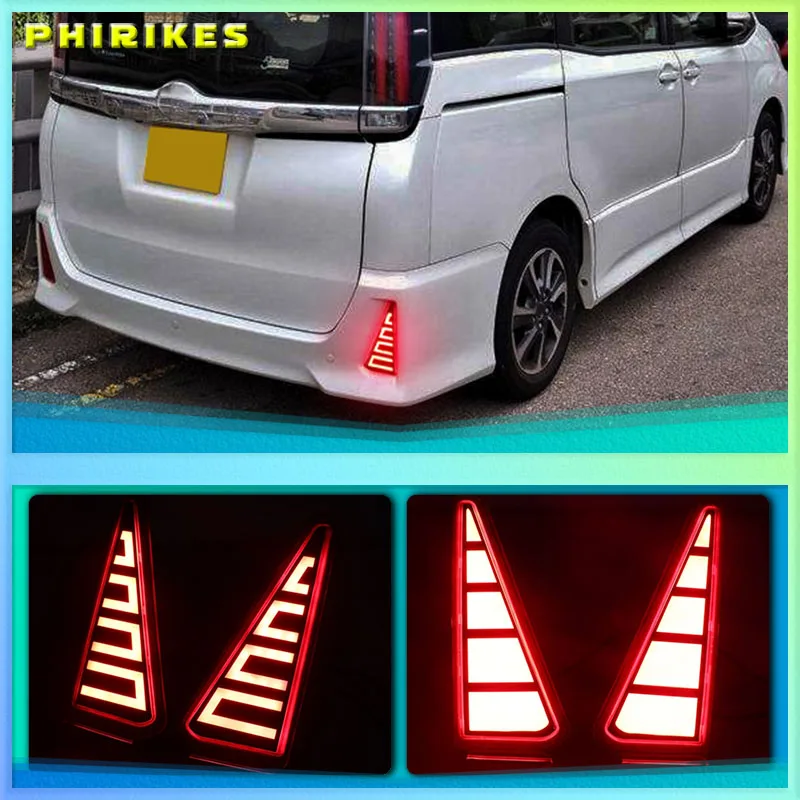 2PCS Multi-functions Car LED Rear Fog Lamp For Toyota NOAH VOXY 80 Series Brake Light Rear Bumper Decoration Lamp