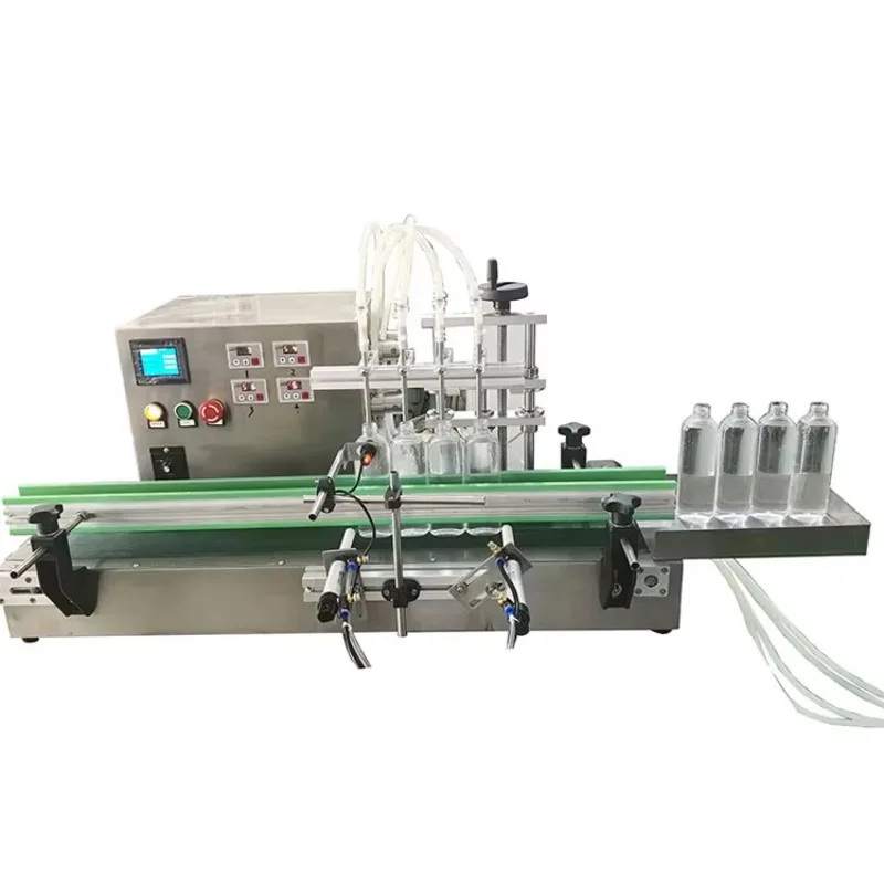 

Essential Oil Perfume Filling Machine Automatic 4-Head Peristaltic Pump Liquid Bottles Water Filler with Conveyor