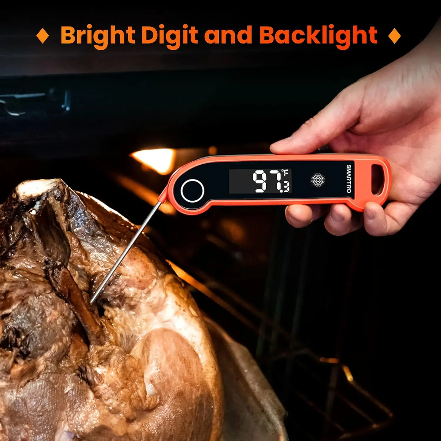 ST49 Digital Thermocouple Meat Thermometer with Backlit Display for Grilling, BBQ, Cooking, Frying, Candy