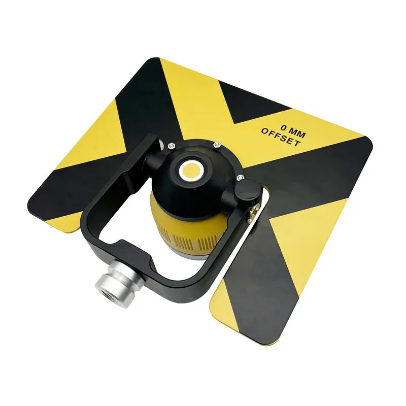 Yellow Single Prism Compatible For Top Total Station Surveying Constant -30/0mm 5/8x11 Female Thread Metal Holder