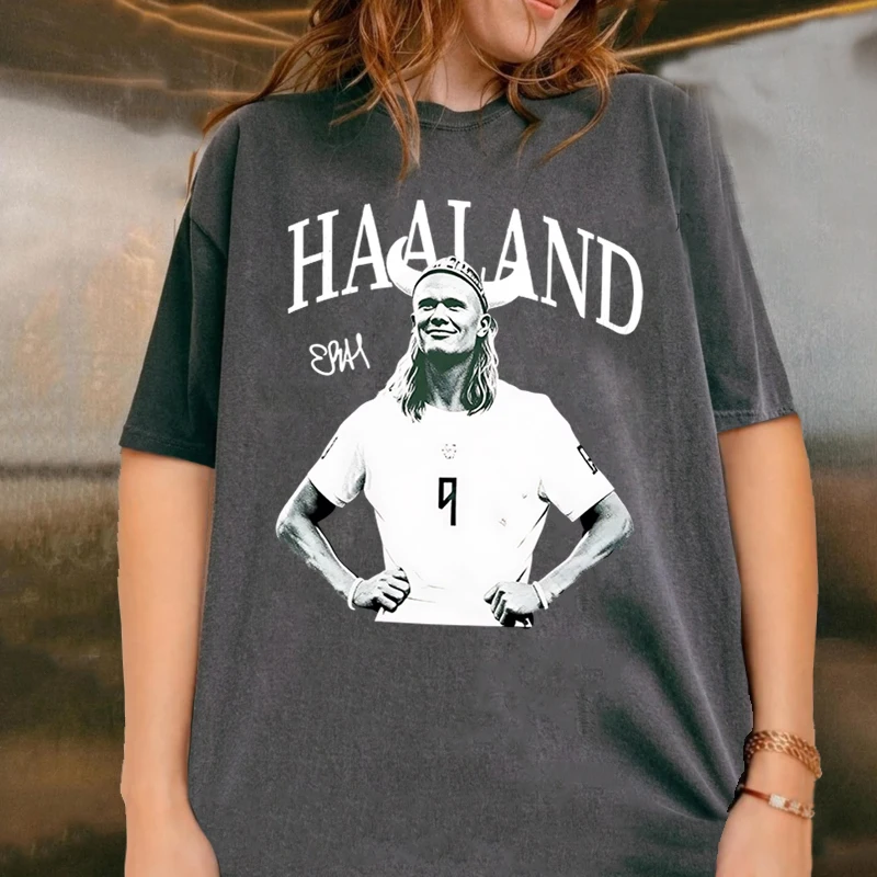 Erling-Haaland T-Shirt Graphic Tee Men Women Cotton Short Sleeve High Quality T Shirt Streetwear Round Neck Tshirts Clothes
