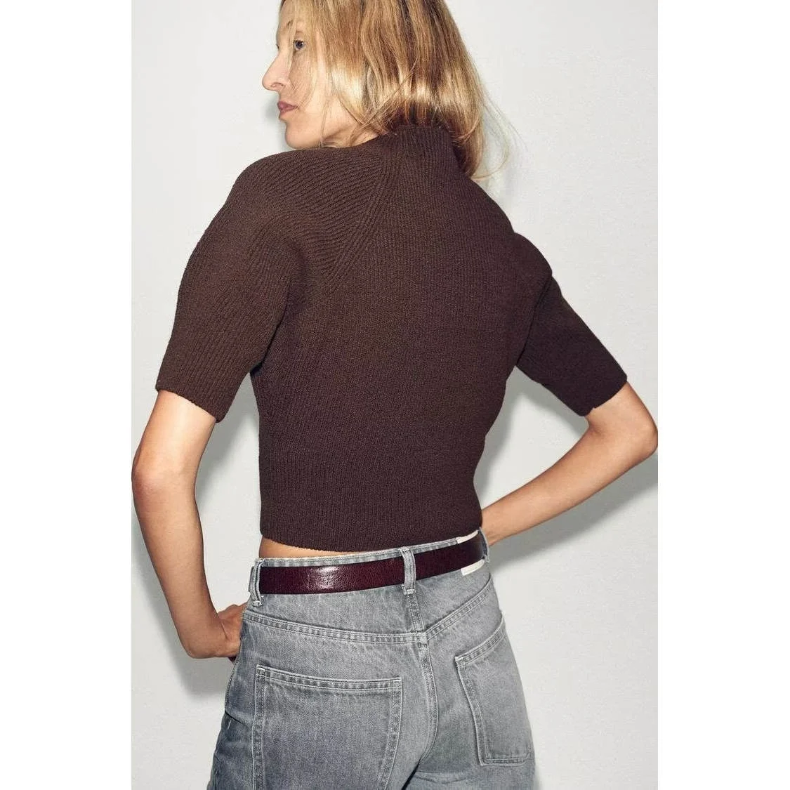 

ZBZR Autumn New Women's Casual Knitwear ort Sve round Ne Ribbed Polyester Fiber Simple Sle round Ne Design Striped...