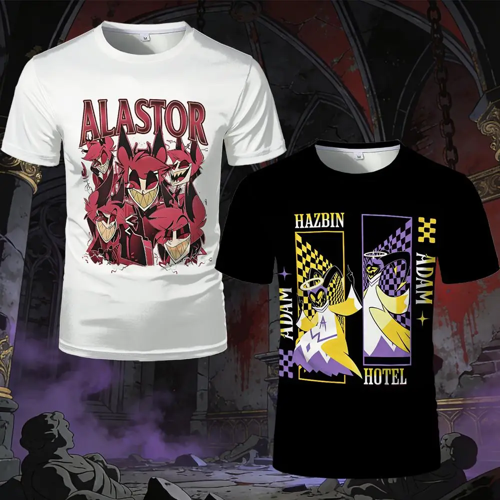 

Anime VOX Hazbin Hotel Print T-shirt Woman Man Harajuku Round Neck Short Sleeve Top Street Hip Hop Vintage Casual Graphic Tee