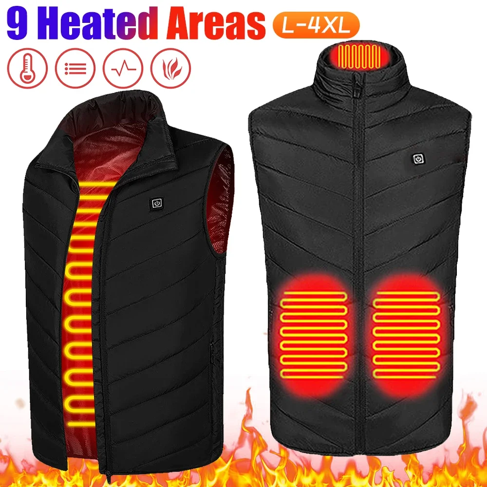 9 Heating Zones  Heated Jackets Winter Sportswear Heated Coat Waistcoat for Men and Women Outdoor Skiing Hiking