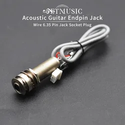 1/12Pcs Acoustic Guitar Endpin Jack Wire 6.35 Pin Jack Socket 3 Pin Plug