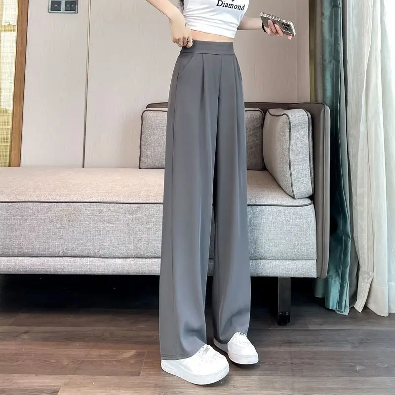 

High Waist Straight Leg Pants Women's Slimming Trousers Elastic Waist Suit Pants New Arrival Butt Lifting Abdomen a