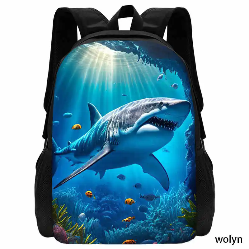 Shark Pattern Mochila Backpack for Children Grade1-4,School Bags for Boys Girls,Animal Print Light Weight Child Studen Bookbags