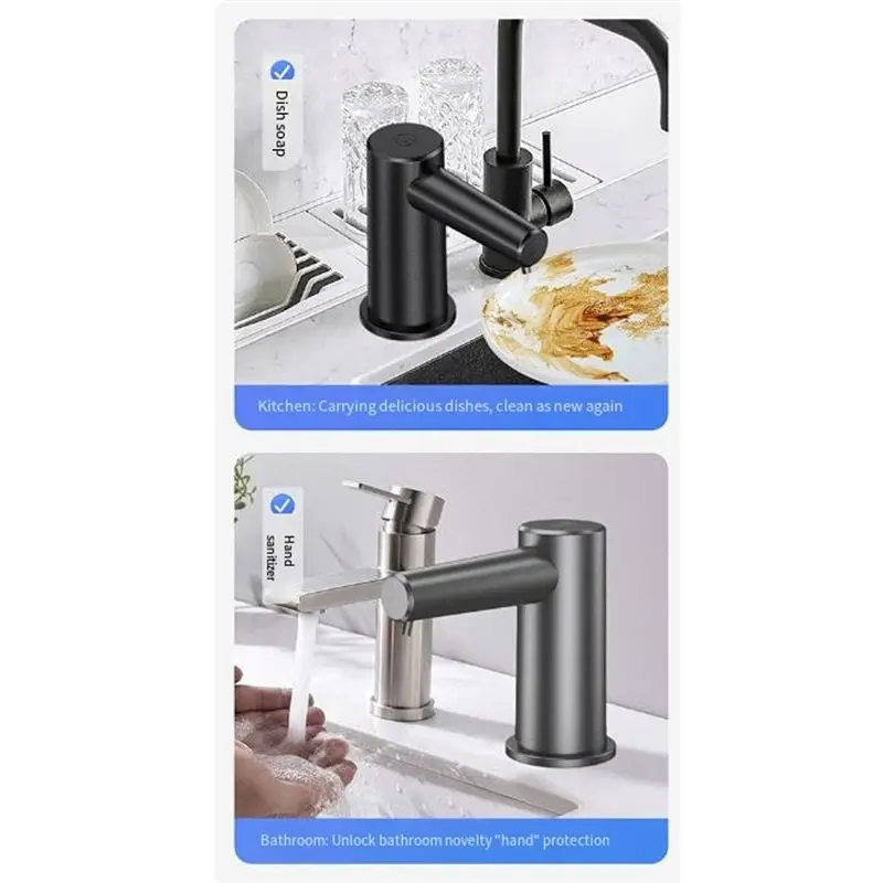 SHGO Countertop Sink Faucet Soap Dispenser Infrared Induction Automatic Soap Dispenser Touchless Hand Washing Black