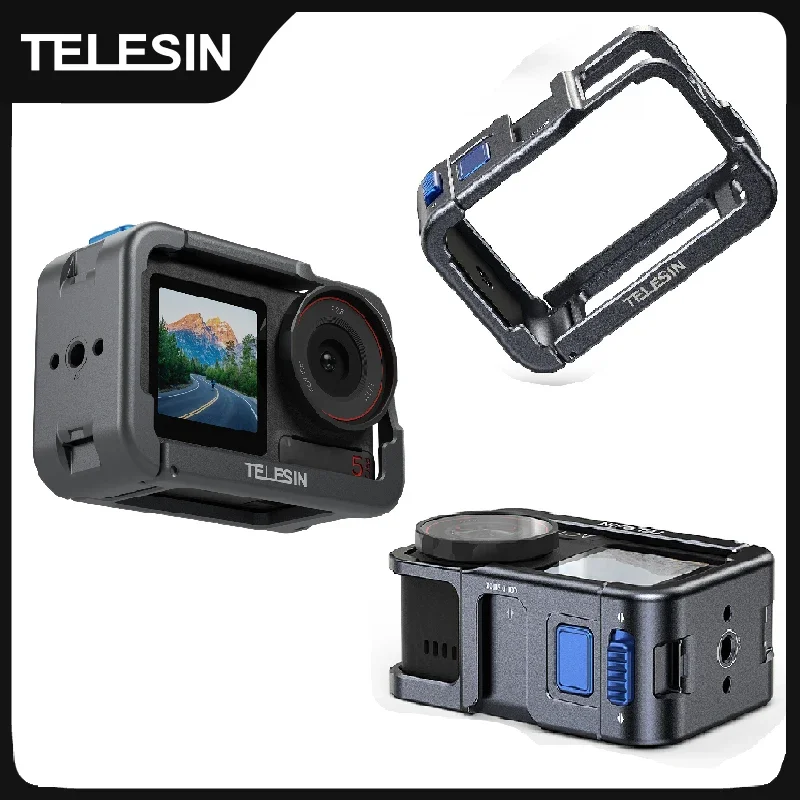 

Защитный чехол-рамка TELESIN для DJI OSMO Action 3 4 5Pro с двойным креплением, корпус из алюминиевого сплава для DJI Action 3 4 5pro