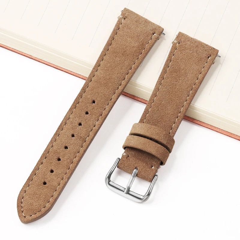 Suede Leather Strap for Seiko Watch Band Vintage Bracelaet Handmade Stitching Wristband 20mm 22mm