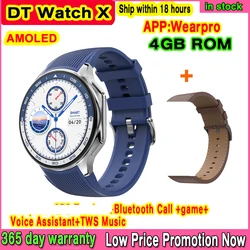 AMOLED DT Watch X 4GB ROM Smart Watch Bluetooth Call 3D Vision GPS Tracker Waterproof Games TWS Music Women Smartwatch Men