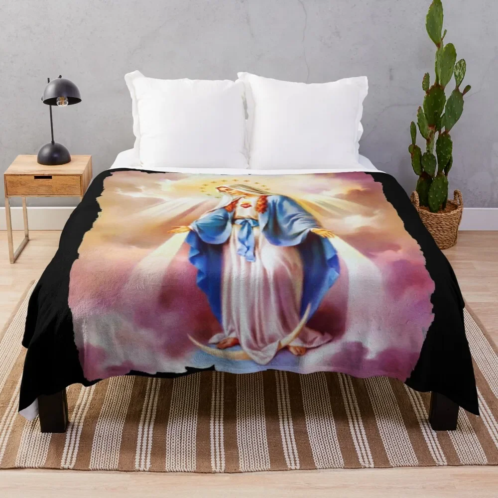 Virgin Mary colorful Painting Throw Blanket Luxury Brand warm winter Blankets