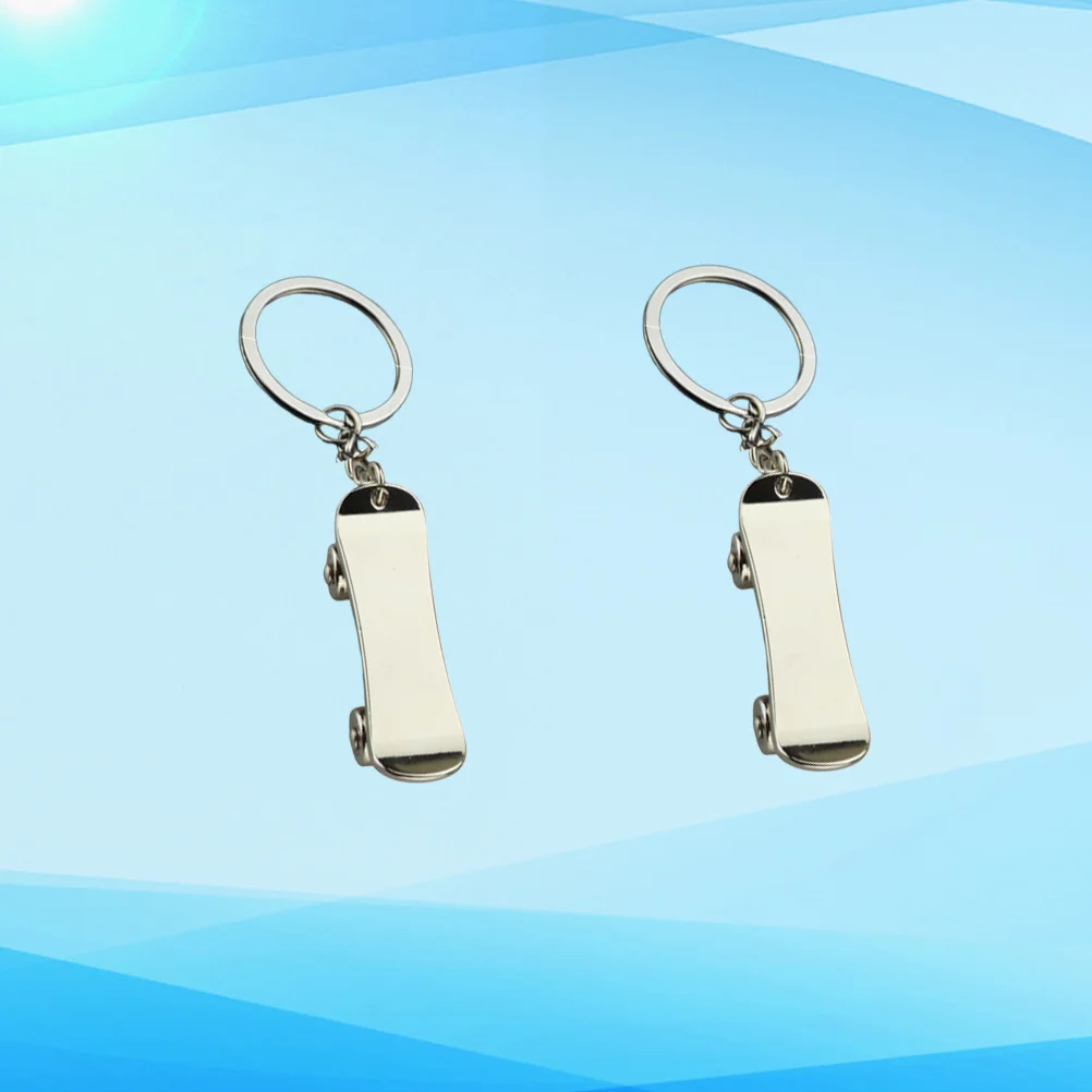 2 Pcs Cool Skateboard Car Hanging Accessories for Women Keys Keychain Metal Keychains