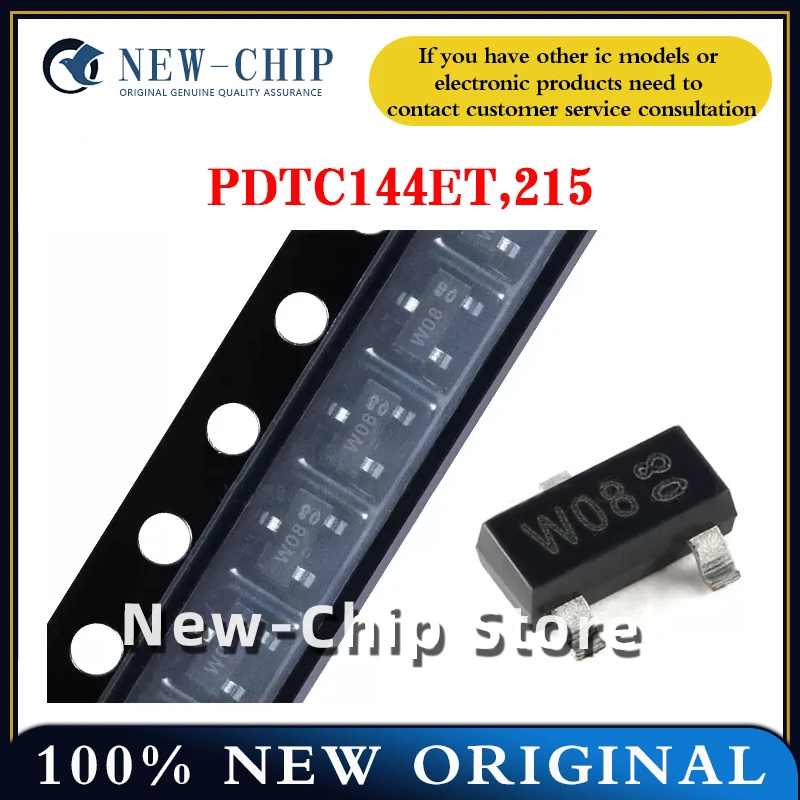 

100PCS-1000PCS/LOT PDTC144ET,215 Screen printed W08 packaged SOT-23 digital transistor 100mA NEW ORIGINAL PDTC144ET