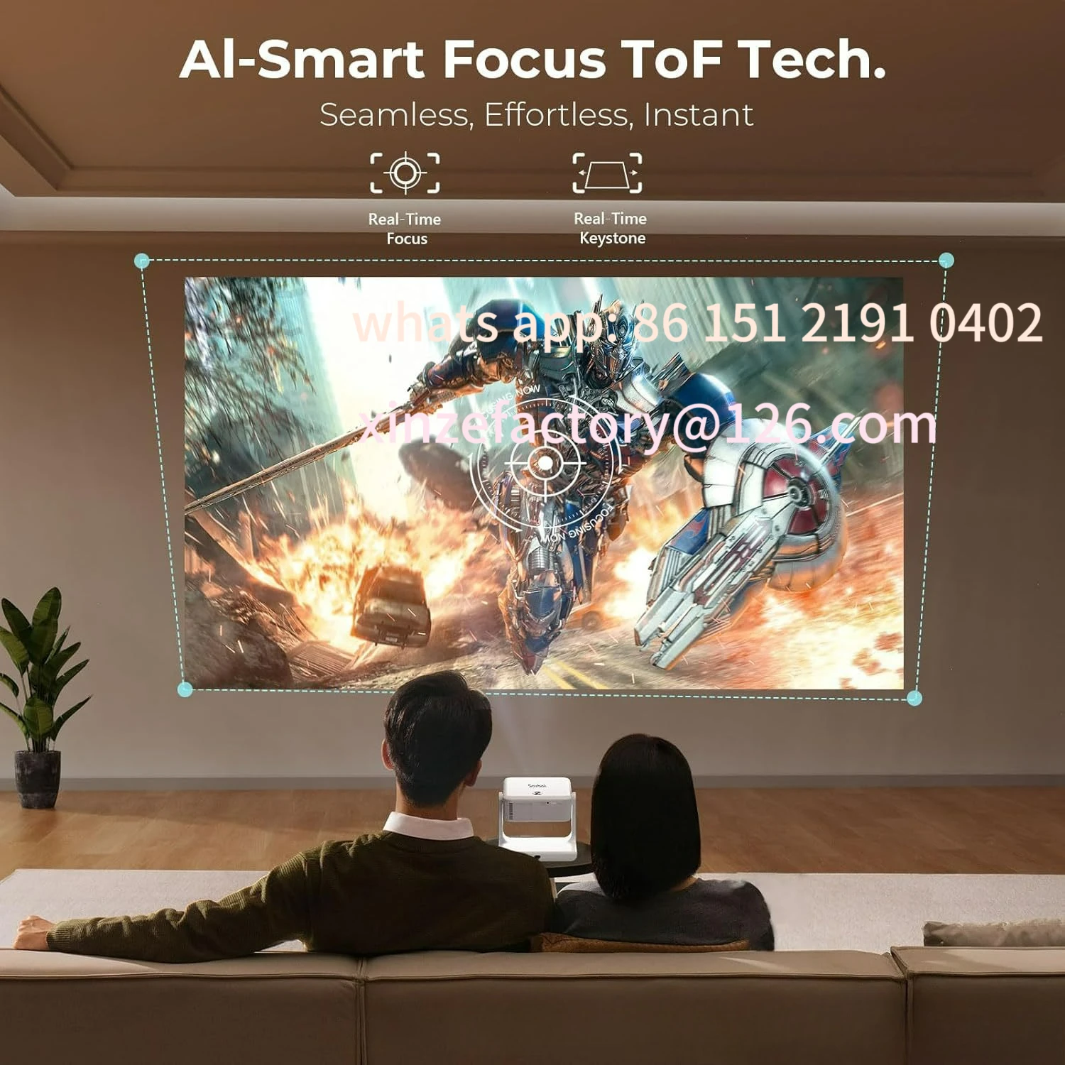 Proiezione schermo per telefono cellulare 4K ad altissima definizione personalizzabile Proiezione con messa a fuoco automatica WIFI Proiettore PTZ completamente chiuso