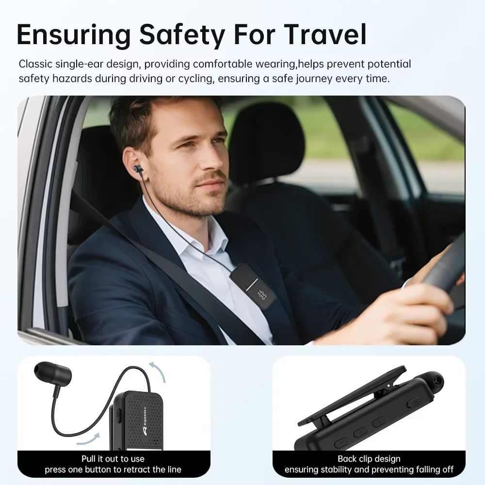 L5 Lavalier الأعمال سماعة بلوتوث 6.0 باس سماعة دعوة الاهتزاز تذكير LED عرض إلغاء الضوضاء سماعة رأس لاسلكية