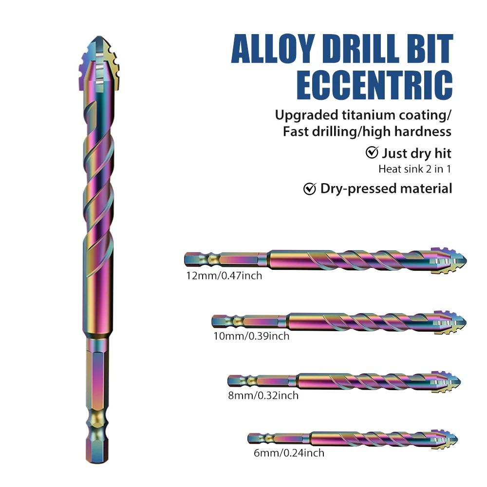 4-حواف القطع بلاط بت كوب سيراميك ثقب الخرسانة فتاحة كربيد سبيكة مثقاب حجم 6/8/10/12 مللي متر لقمة ثقب الزجاج