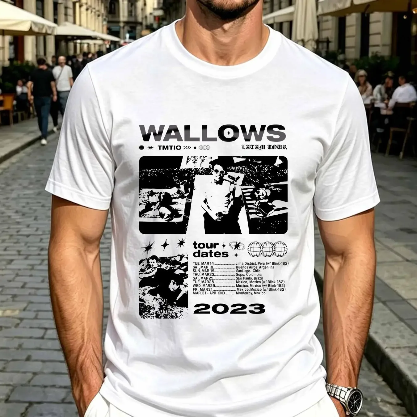 washed T Shirt Wallows band Tour Dates All Size long or short sleeves vintage Washed Stretched Stylish fashion graphic Soft