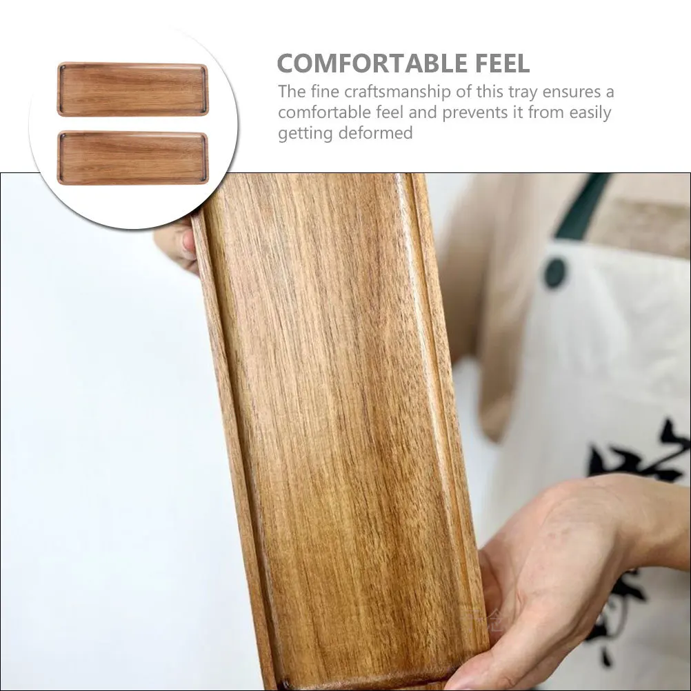 

2Pcs Rectangular Wood Serving Tray Large Wooden Breakfast Tray Fruit Bread Snack Plate Multi-Functional Storage Plate