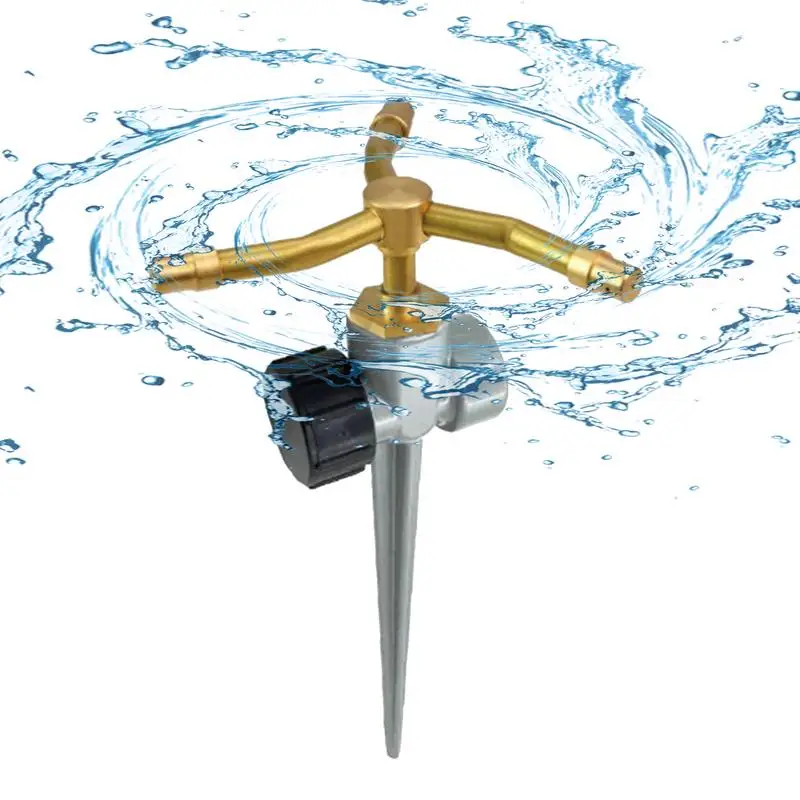 

Garden Sprinkler Brass Gardening Waterer With 3 Arms 360 Degree Rotating Weather-Resistant Sprinkler For Lawn Garden Farm