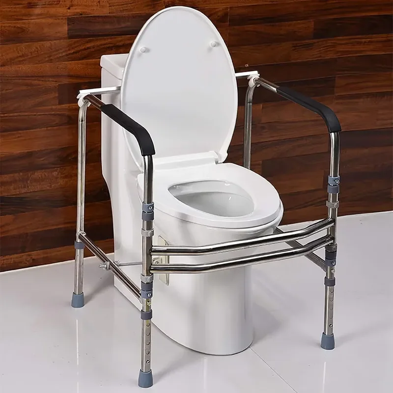 Adjustable Bathroom Safety Rail for Elderly Disabled Toilet Support Frame Customizable Medical Grab Bar Sturdy Steel Tube