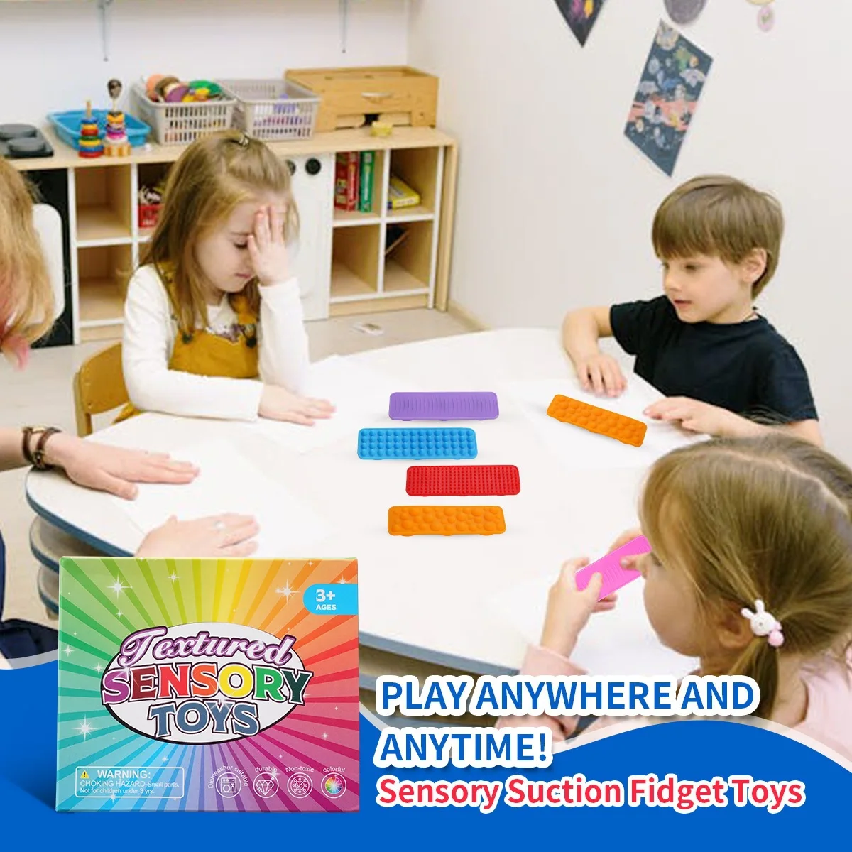 Silicone Textured Sensory Strip Fidget Kids Toys Autism Calming Decompression Fidgeting Toy Adults Office Desk Stress Relief Toy