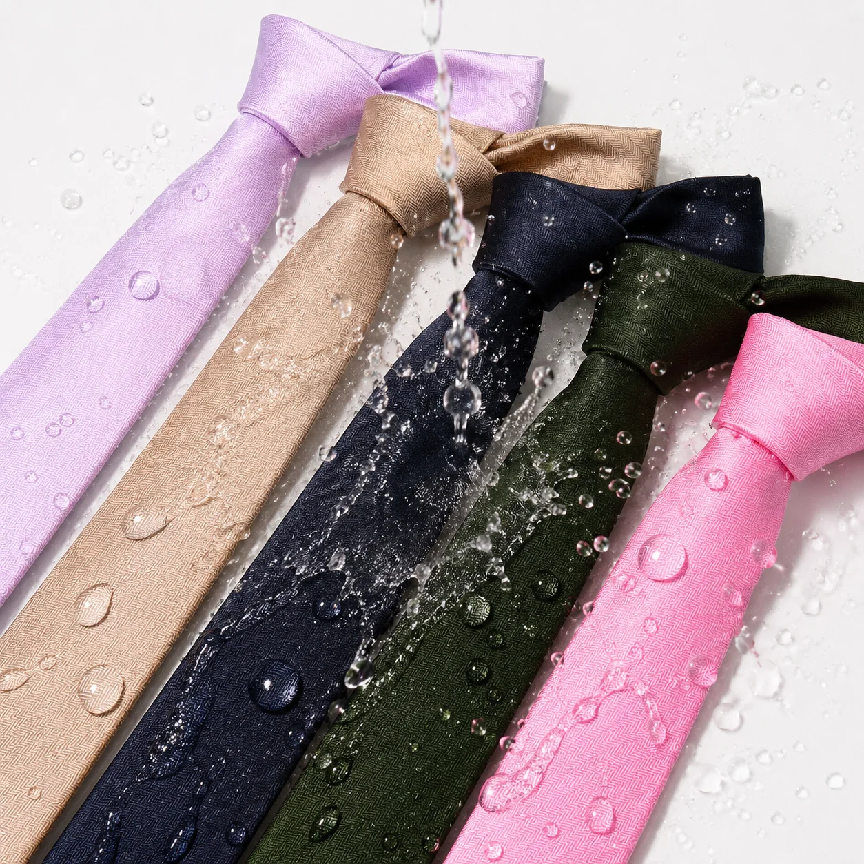 HUISHI Classic Solid Color Waterproof Tie 6cm Wide Herringbone Pattern Mens Fashion Business Wedding Party Gift Accessories