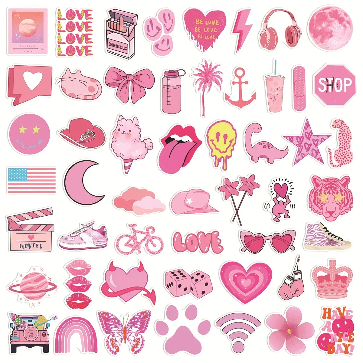 10/30/50/100PCS Pink VSCO Cute Girl Stickers Skateboard estetico Laptop chitarra Graffiti bagagli Sticker decalcomania impermeabile giocattoli