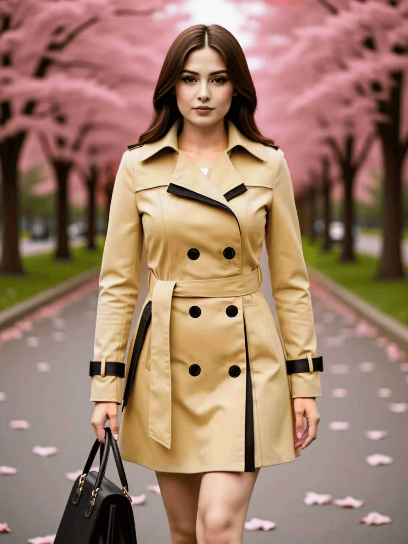 

Spring Autumn Trench Coat European American Women's Jacket Street Elegant Quality Double-Breasted Women's Wear Thin Coat