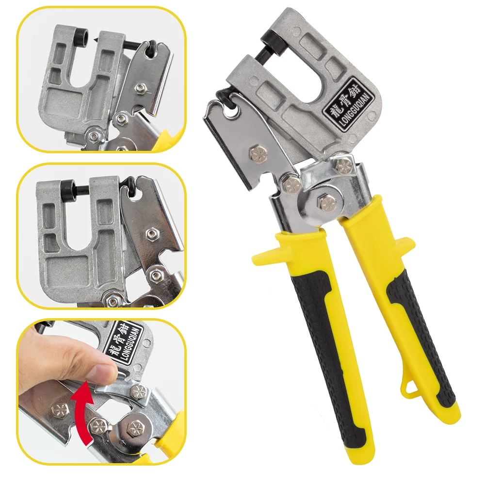 Aluminum Alloy Handle Stud Crimper Double Handed Ceiling Punching Pliers Plaster Drywall Tool for Fastening Metal Studs & Keels