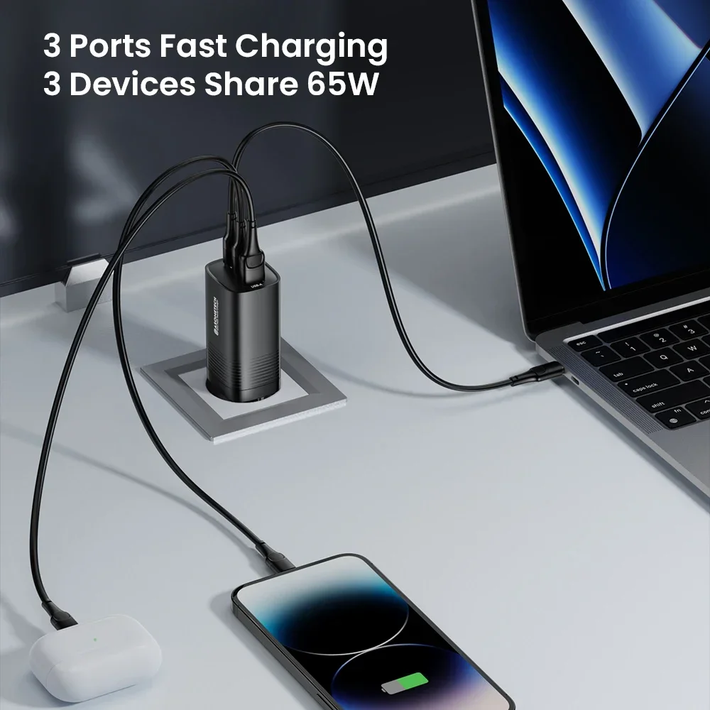 65W GaN USB Type C Charger Quick Charge QC3.0 PD3.0 for IPhone 14 13 Pro Xiaomi Laptop PPS 45W Portable Fast Charger for Samsung