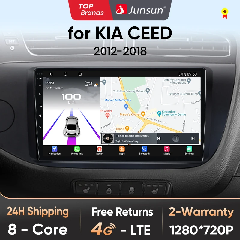 Junsun Android 13 Qualcomm 8 Core Wireless CarPlay for Apple Android Car Radio For KIA CEED JD Cee'd 2012- 2018 Car Radio