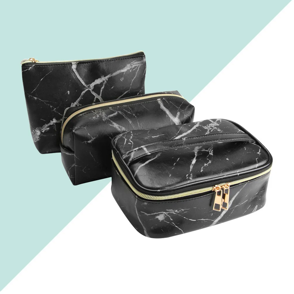 3개 세트 대형 중형 소형 방수 PU 여행 파우치 내구성 있는 브러시 보관 정리함