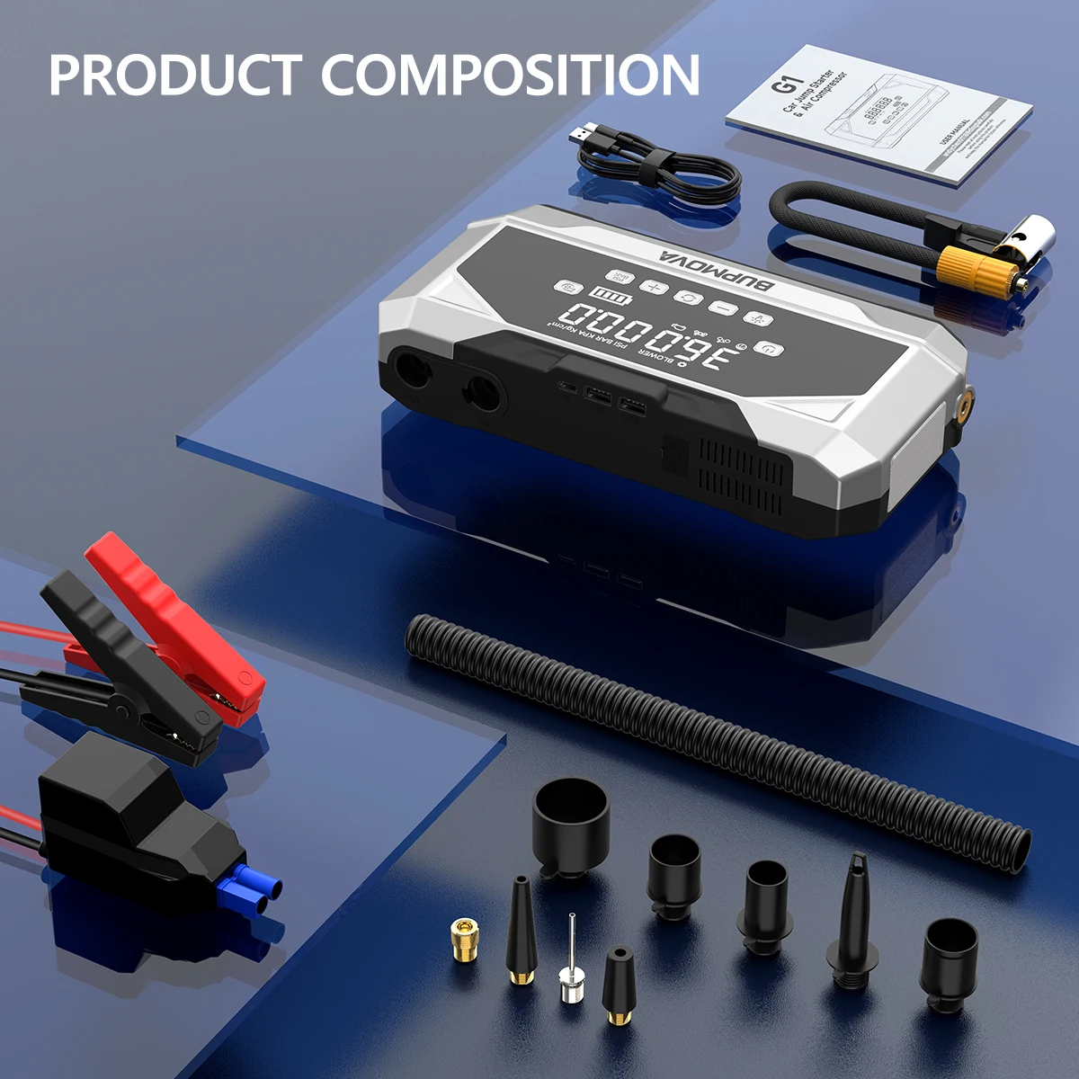 1000A/1500A PEAK Starthilfegerät für Autos, 12V Autobatterie-Ladegerät, tragbare Powerbank, leistungsstarker Auto-Booster – Detail 6
