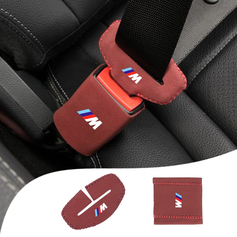 Car Seatbelt Buckle Clip Leather Safety Belt Anti-scratch Cover Accessories For BMW X1 X2 X3 X4 X5 X6 X7 G20 G30 6GT E46 E90 E60