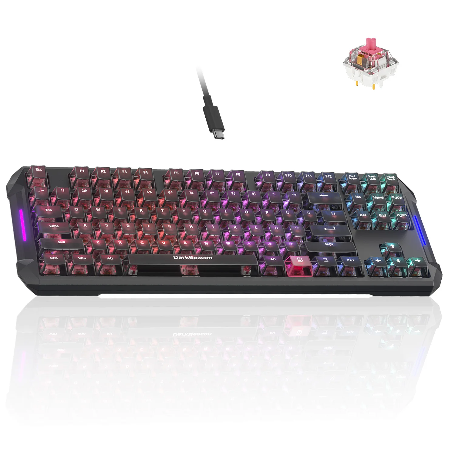 

DarkBeacon Blade 87 RGB Backlit Mechanical Gaming Keyboard 65% Layout USB-C Wired Hot-Swappable Keyboards Quiet Linear Switches