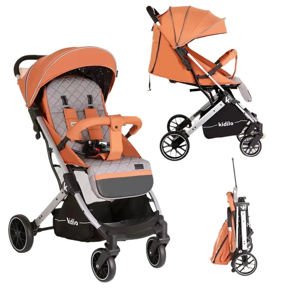 Poussette de bébé légère à grande vue, pliable, de luxe, avec dossier réglable, Portable, peut s'asseoir ou s'allonger