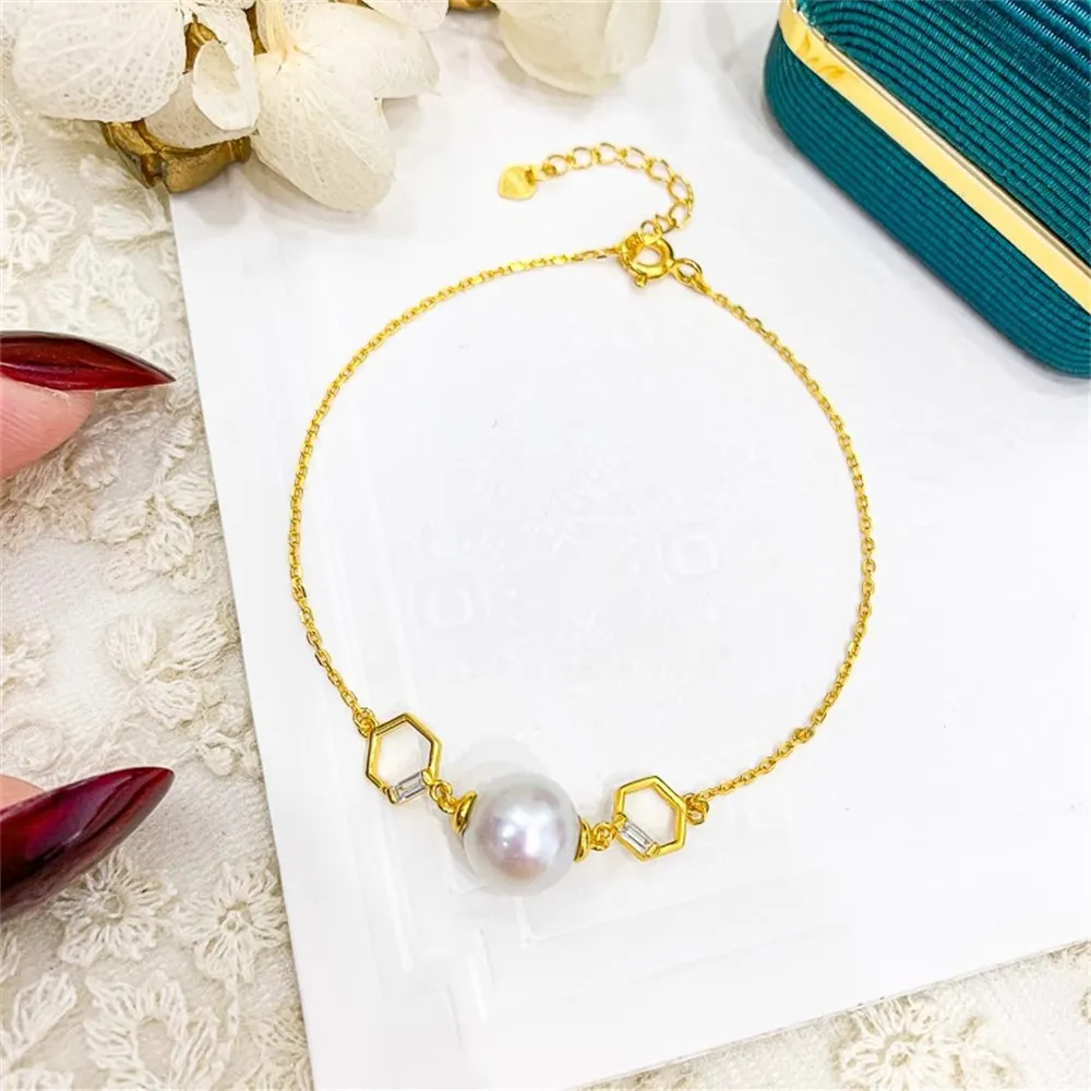 DIY Pearl Accessories S925 Sterling Silver Bracelet Empty Fashion Jade Bracelet Fit 7-10mm Oval Beads S011